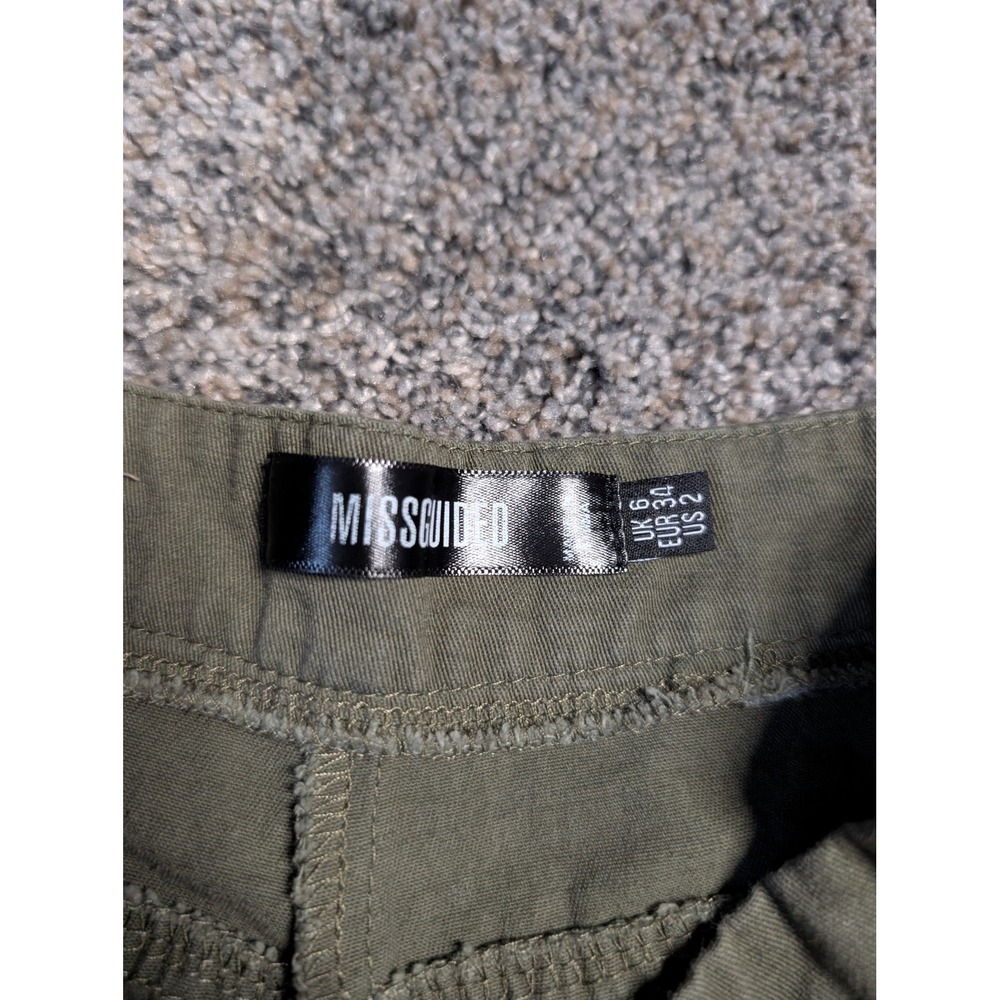 Missguided Women Olive Green Wide Leg Cargo Pants High Waisted Utility US 2 - Picture 4 of 5